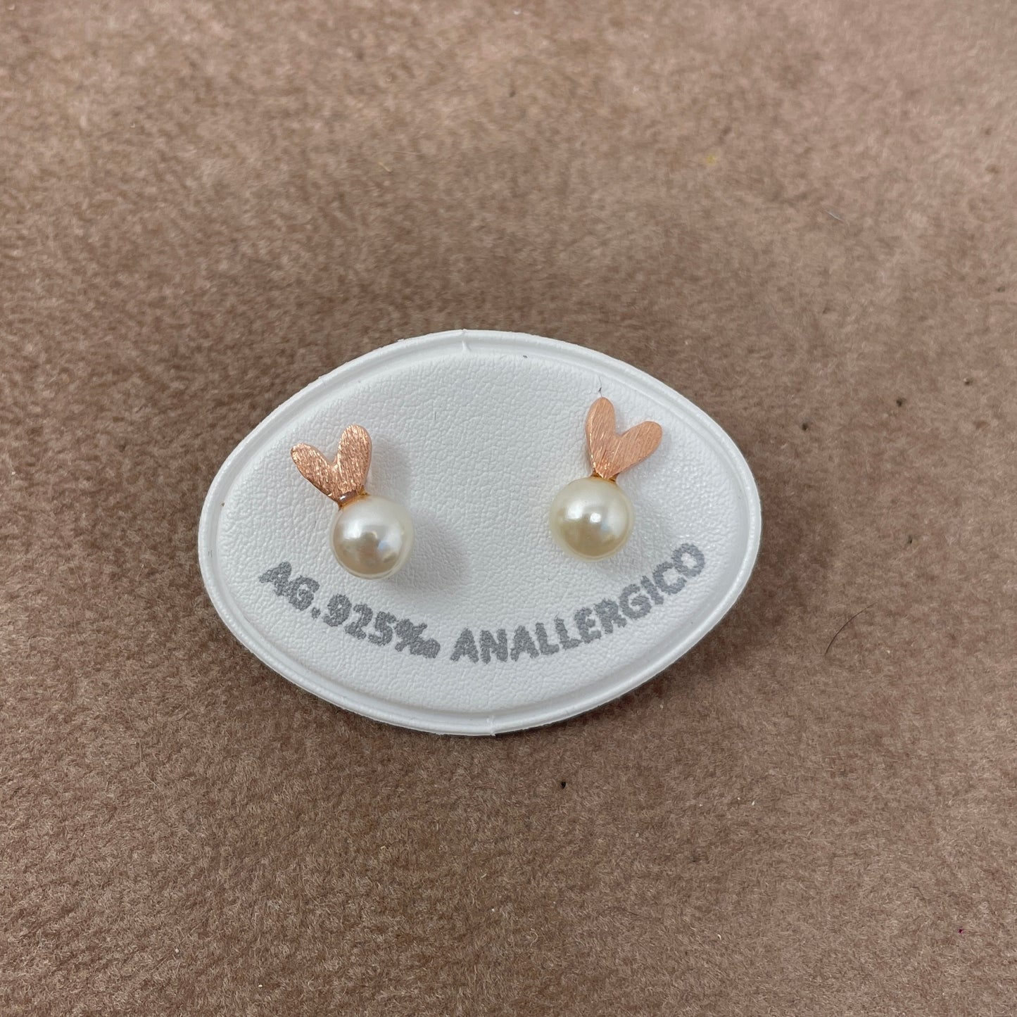 Coppia cuore bacio satinato e perla da 5 mm - Lumiere Bijoux