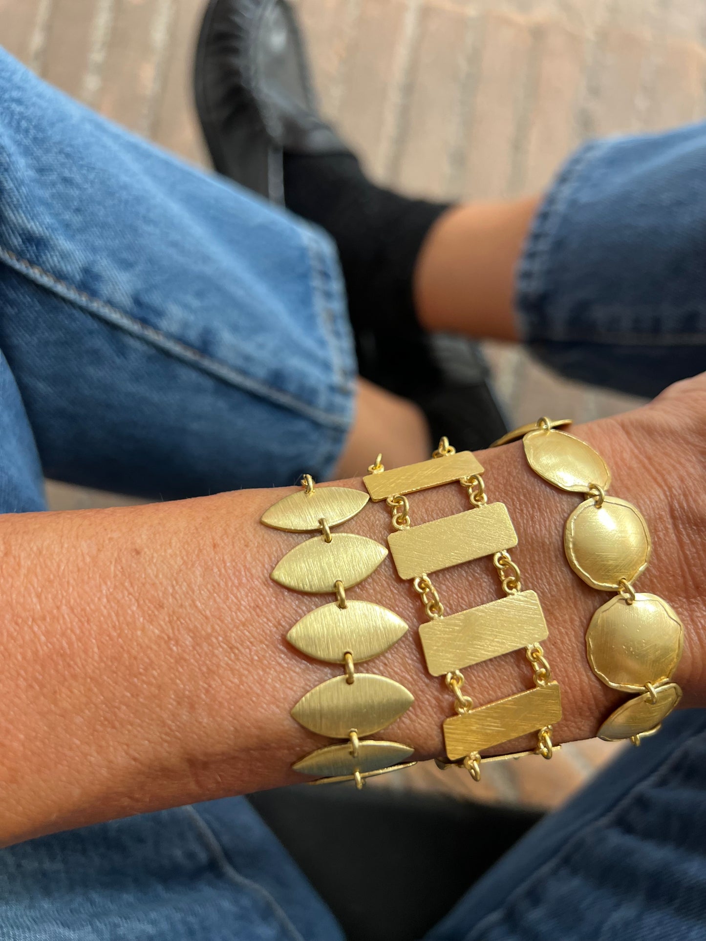 Bracciale ottone con fila di rettangoli - Lumiere Bijoux