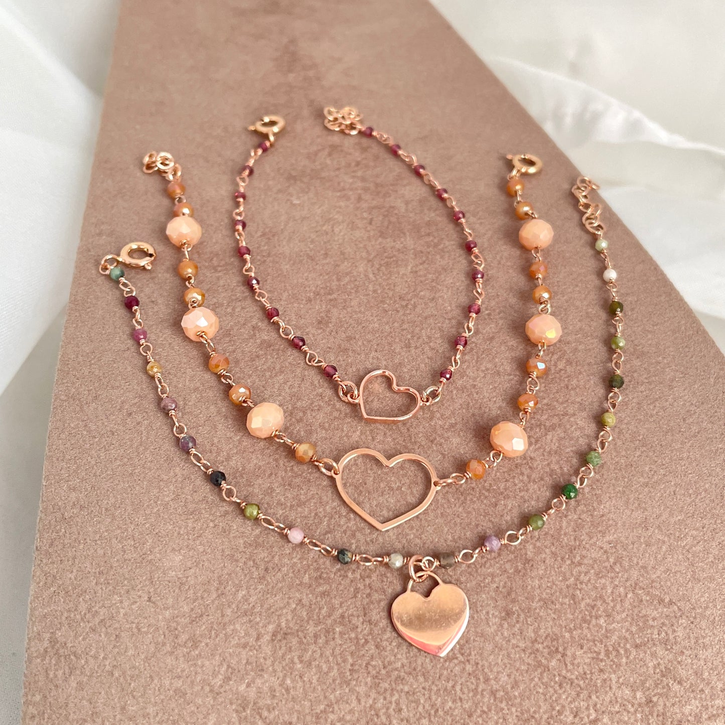 Bracciale cristalli o micro cristalli con cuore cm 17 - pezzi unici - Lumiere Bijoux