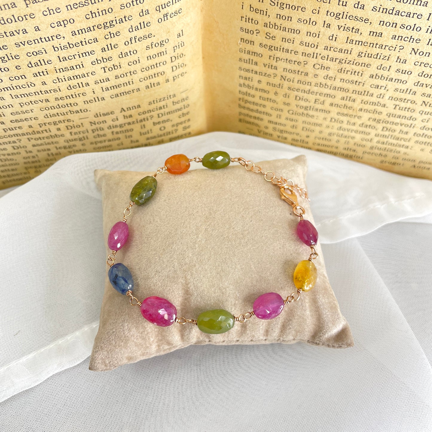 Bracciale zaffiri multicolore cm 17 - pezzo unico - Lumiere Bijoux
