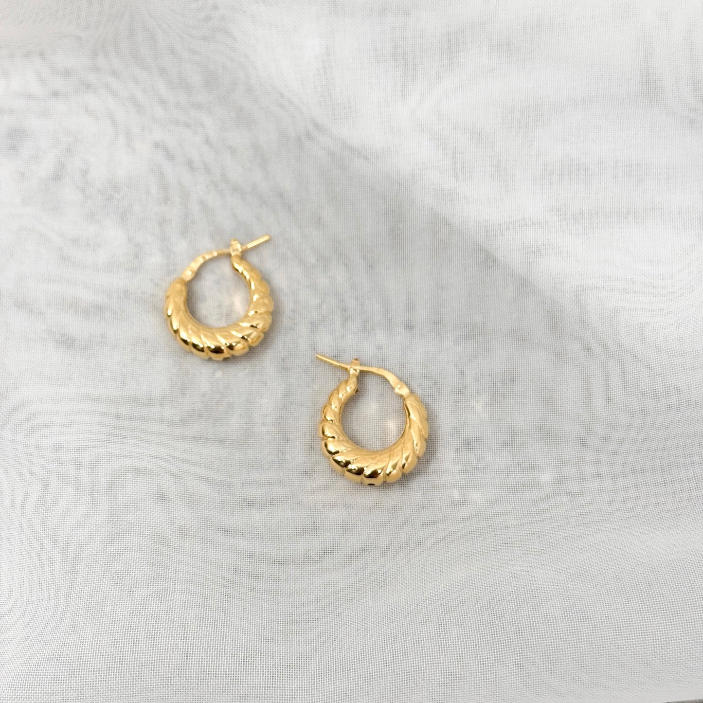 Coppia orecchini bombati torchion in argento oro giallo - Lumiere Bijoux