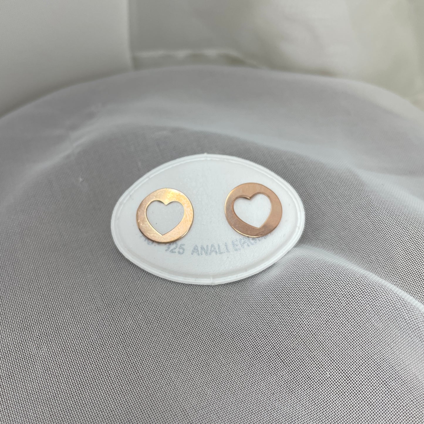 Coppia orecchini a lobo cialdina da 1 cm con cuore traforato rosè - pezzo unico - Lumiere Bijoux