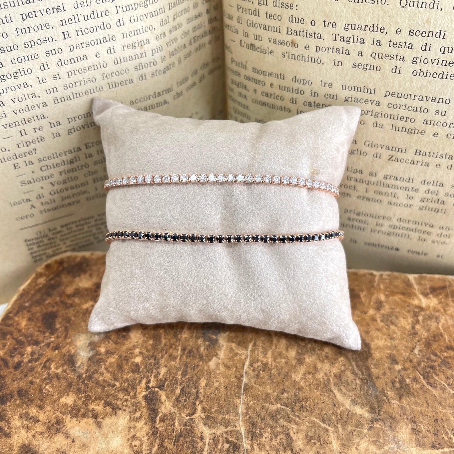 Bracciale tennis di zirconi bianchi o neri da 0,3 mm cm 17 - Lumiere Bijoux