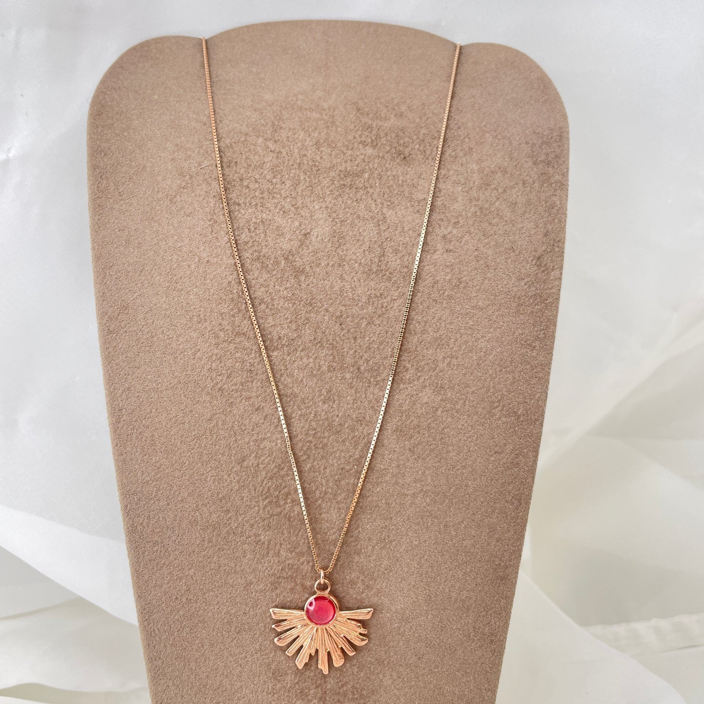 Collana catena rosè cm 60 con ventaglio di luce smaltato - Lumiere Bijoux