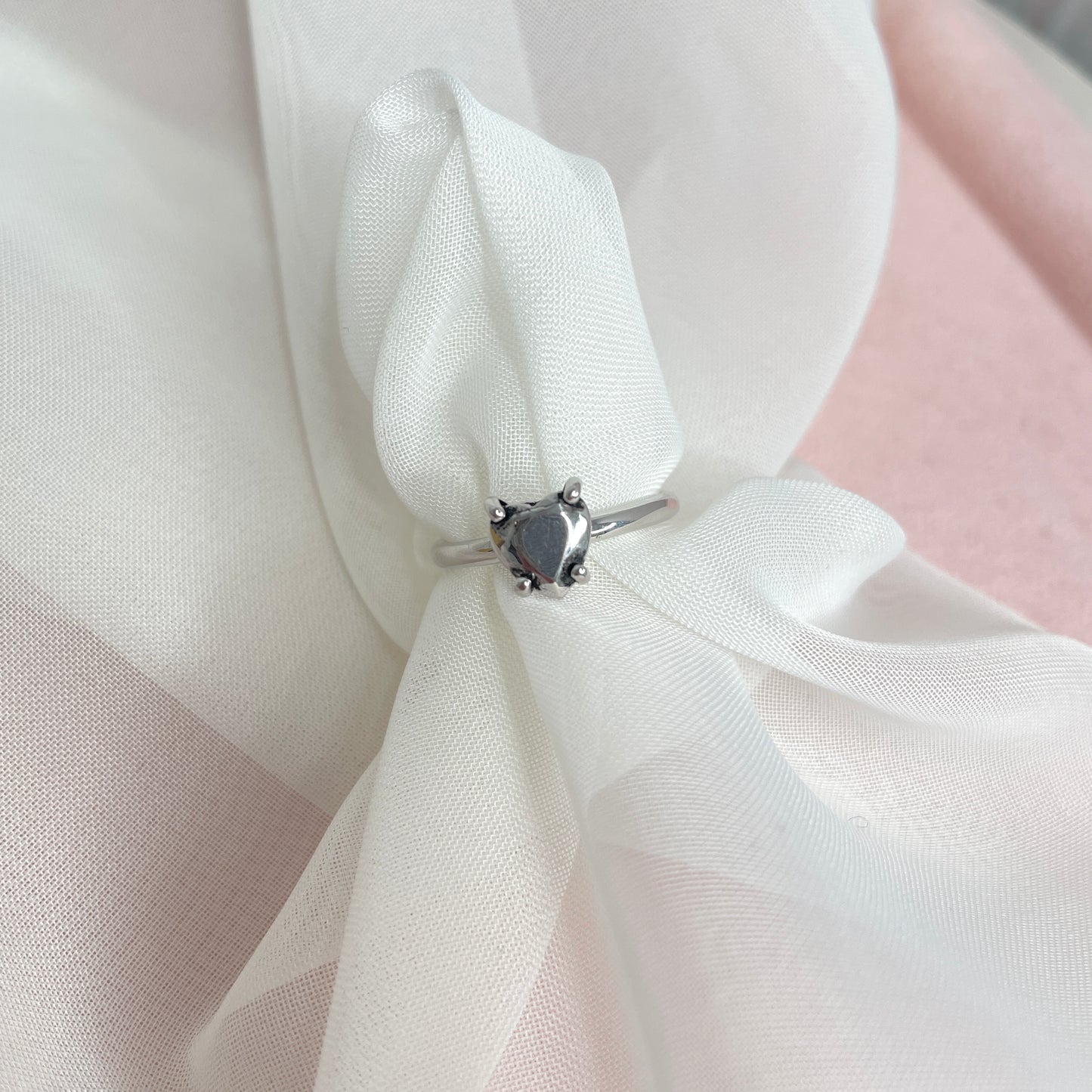 Anello cuore misura 16 in argento bianco - Lumiere Bijoux