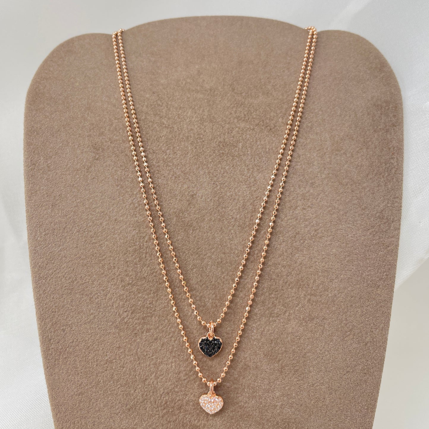 Collana catena militare 35 cm diamantata con un cuore da 0,8 di zirconi - Lumiere Bijoux