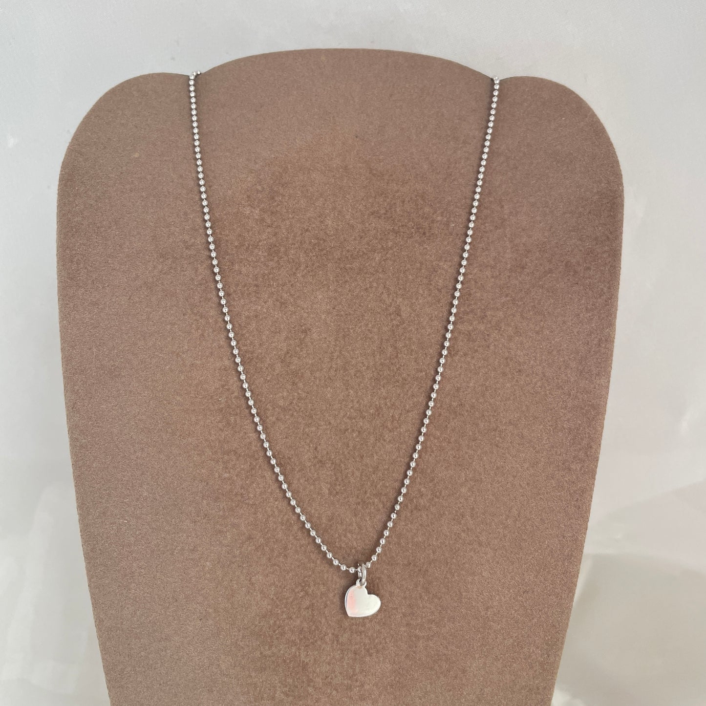 Collana catena militare cm 35 con cuore da 0,8 mm in argento bianco - pezzo unico