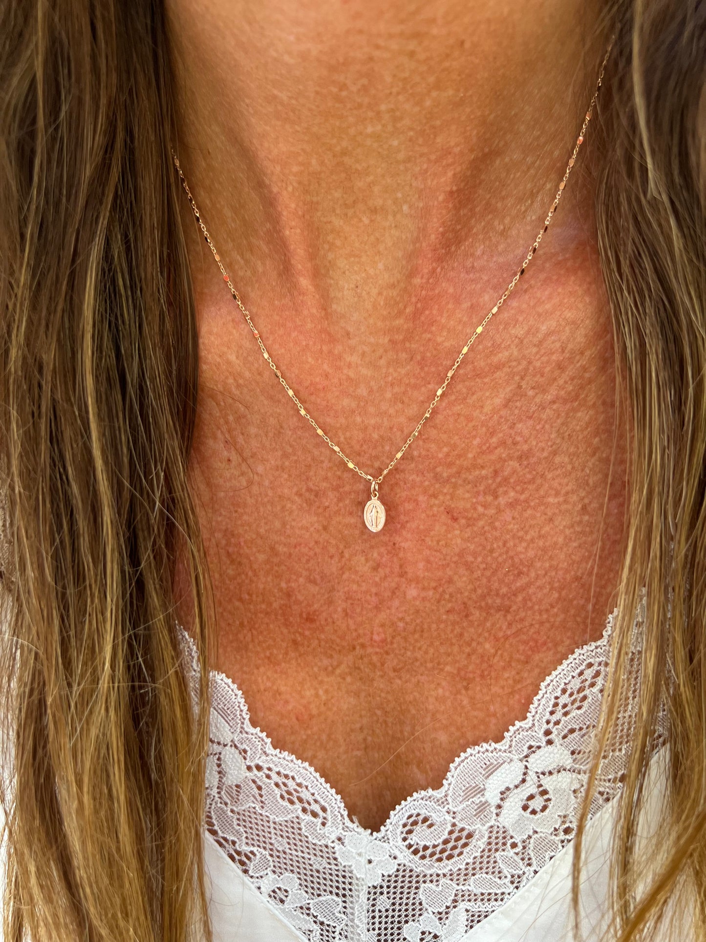 Collana catena dadini con madonnina - cm 45