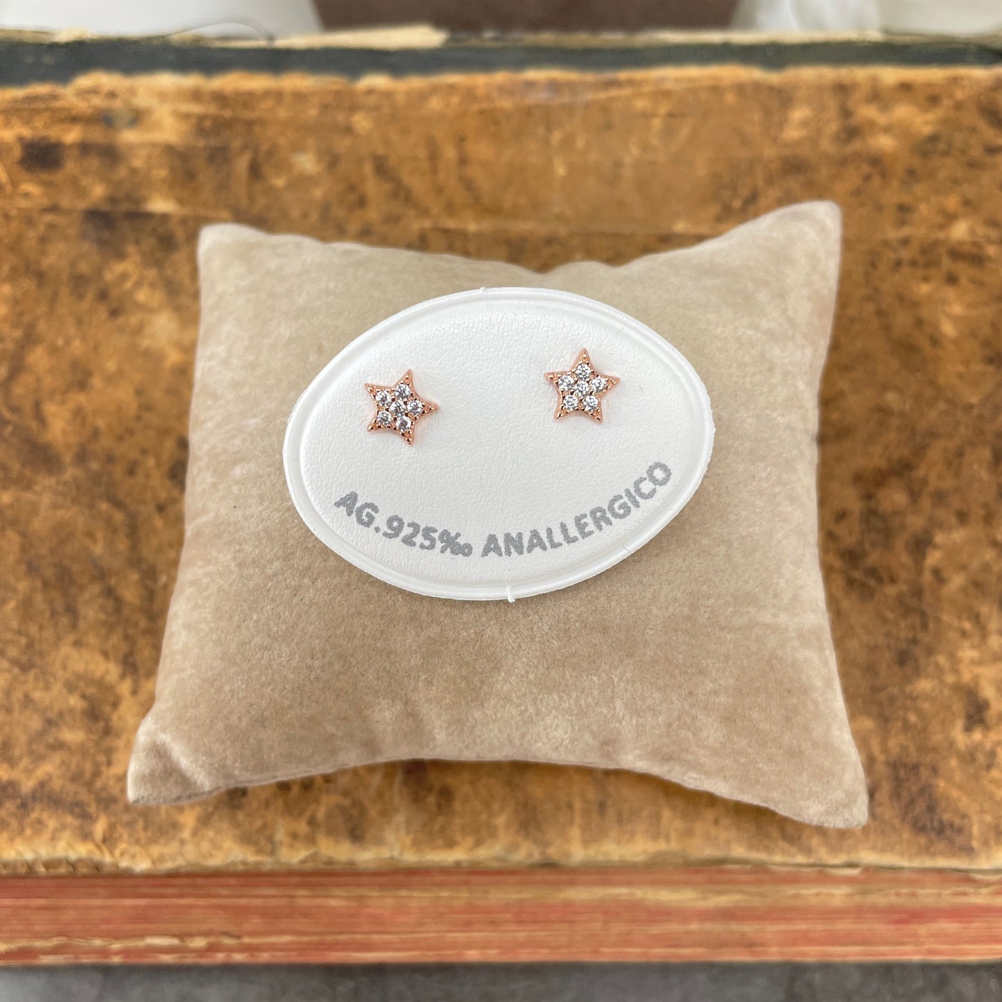 Coppia orecchini lobo stella di zirconi bianchi da 0,8 mm - Lumiere Bijoux