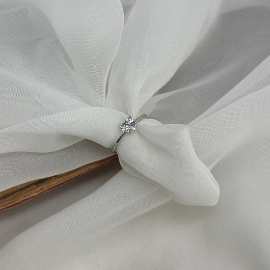 Anello regolabile in argento rosé con punzone rutenio e zircuore bianco o brown da 0.5cm - Lumiere Bijoux