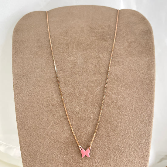 Collana catena veneziana cm 40 con farfalla smaltata da 1 cm in linea - Lumiere Bijoux