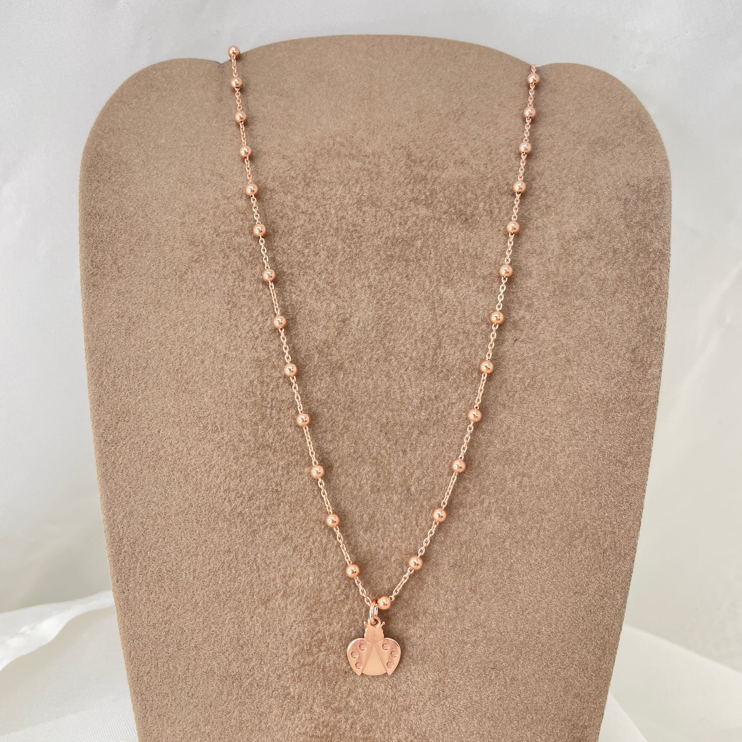 Collana catena rosario cm 35 con coccinella da 1,5 cm - pezzo unico - Lumiere Bijoux