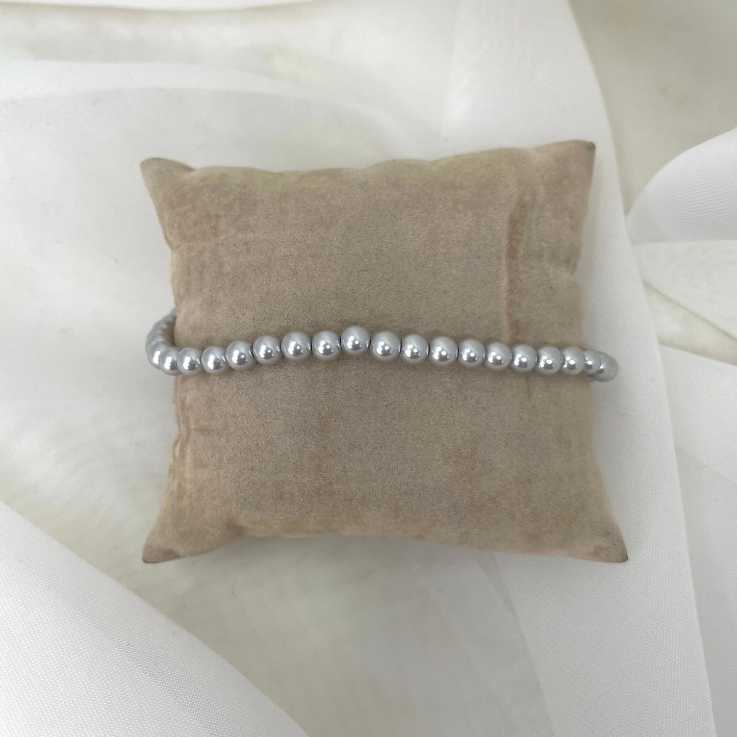 Cavigliera perle grigie cm 20 in argento bianco - pezzo unico - Lumiere Bijoux