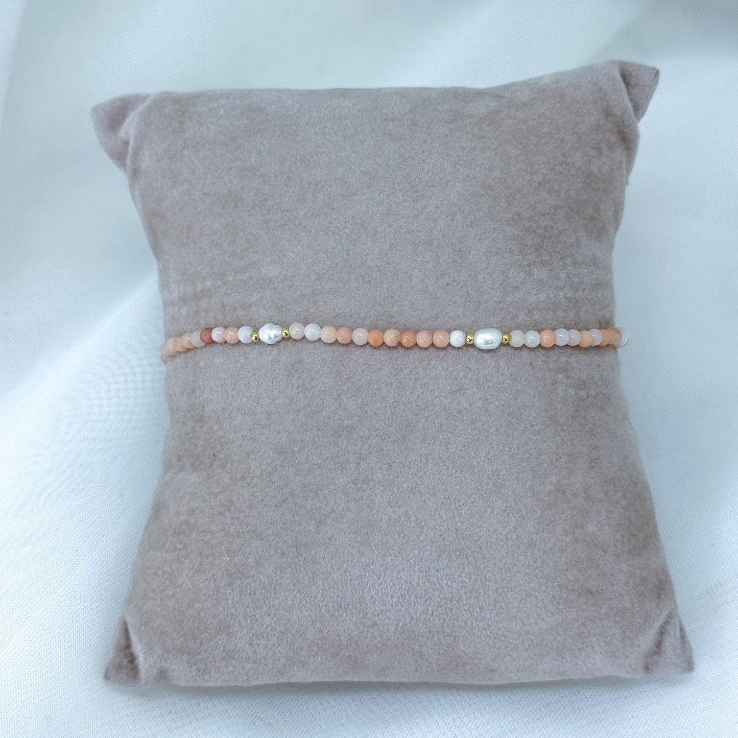 Bracciale elastico con perle di fiume + cristalli + pepita - Bali - pezzi unici - Lumiere Bijoux