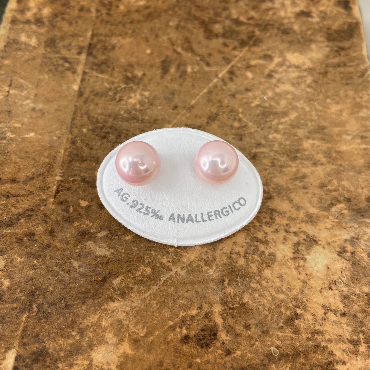 Coppia orecchini a lobo perla rosa - chiusura a farfallina - Lumiere Bijoux