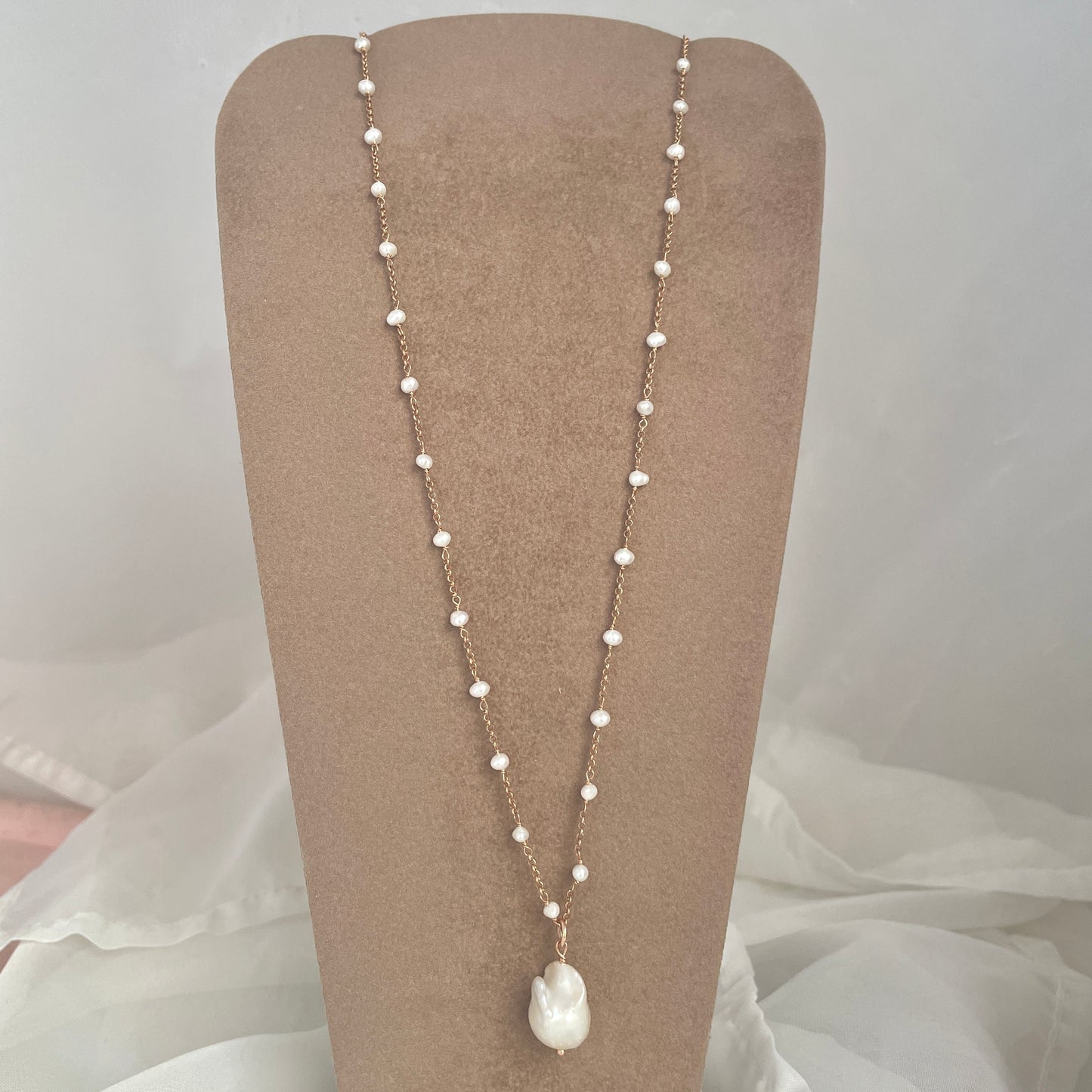 Collana perle con perla barocca pendente - cm 50 - Lumiere Bijoux