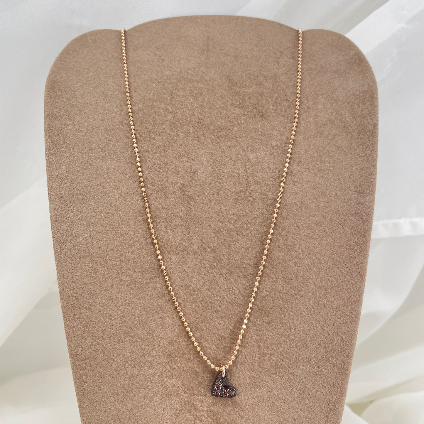 Collana cm 40 con cuore coccoloso dell'amore e zirconi da 1 cm - Lumiere Bijoux