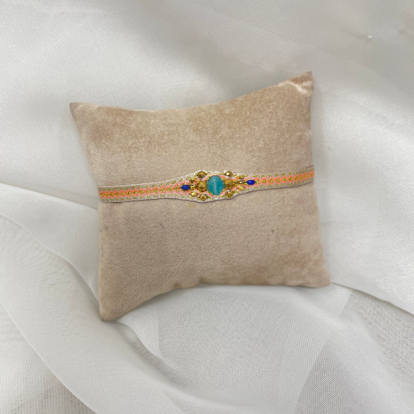 Bracciale Parigi esclusivo in lurex fluo e pietre semi preziose - 0.7cm regolabile - Lumiere Bijoux