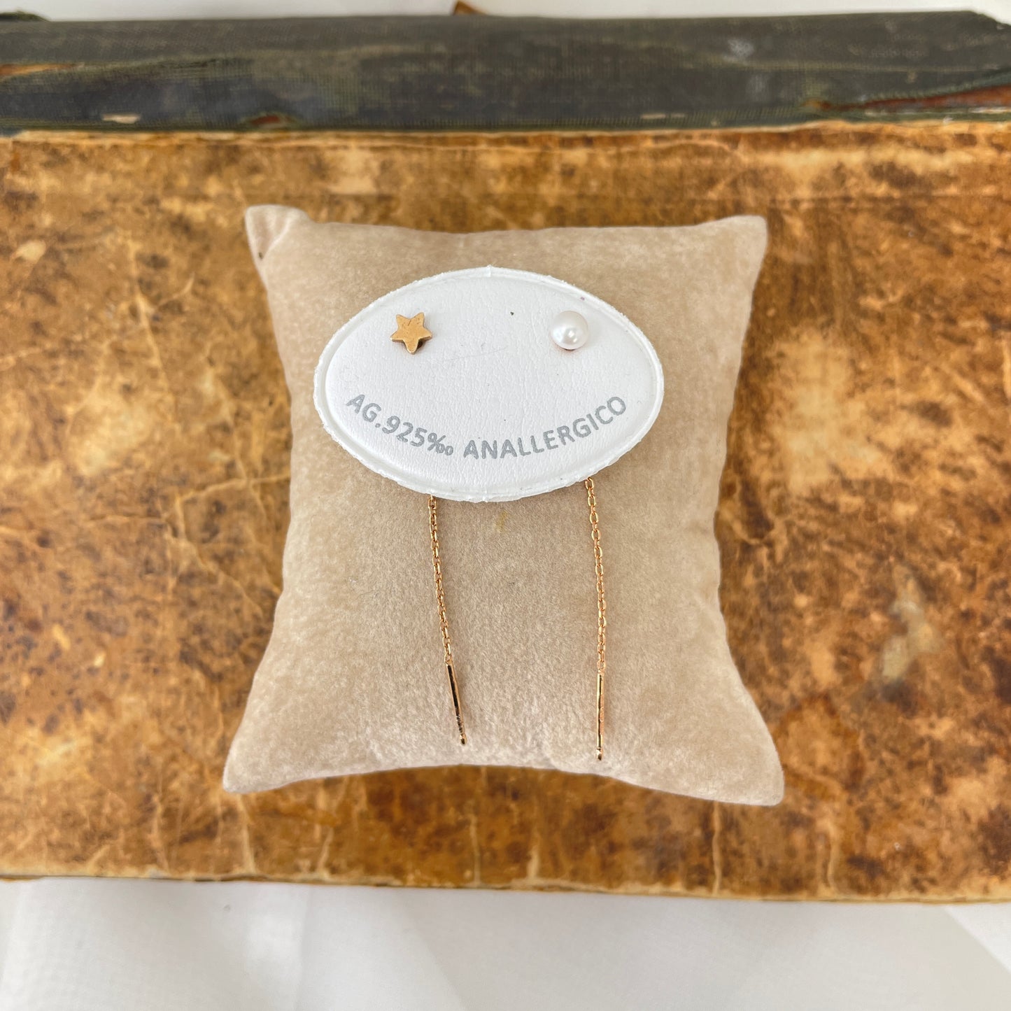 Coppia orecchini a lobo stella cuore o perla con allungo di catenella - Lumiere Bijoux