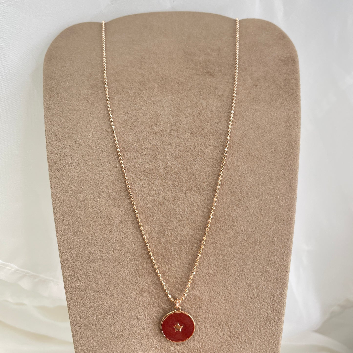 Collana militare diamantata con cialdina con stella pendente smaltata madreperla cm 50 - Lumiere Bijoux