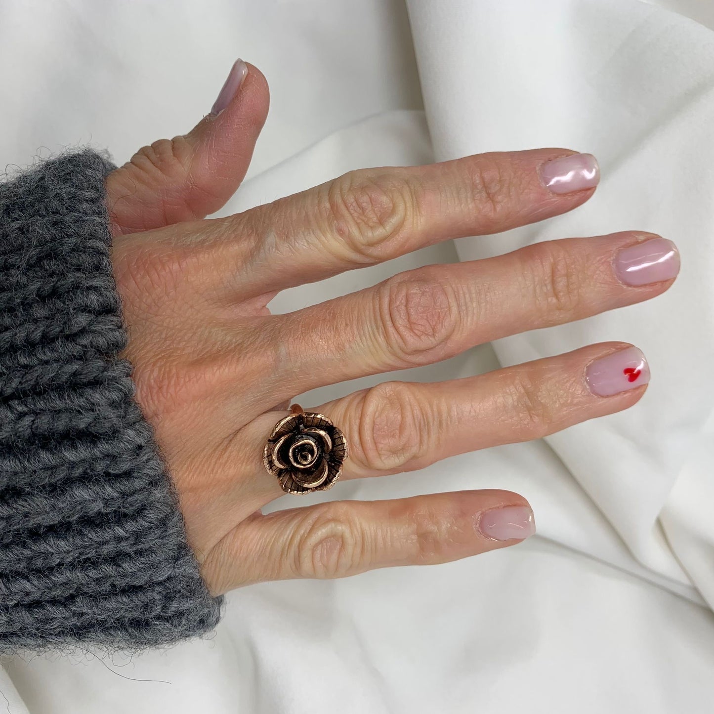 Qings Anello Aperto Fiore Brillante Argento Sterling 925 Rosa - Foto 8