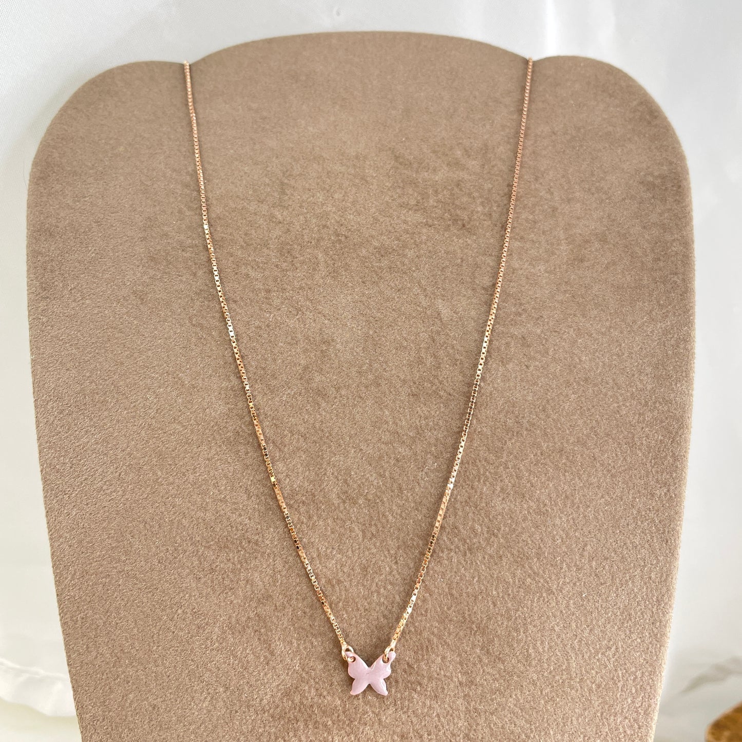 Collana catena veneziana cm 40 con farfalla smaltata da 1 cm in linea - Lumiere Bijoux