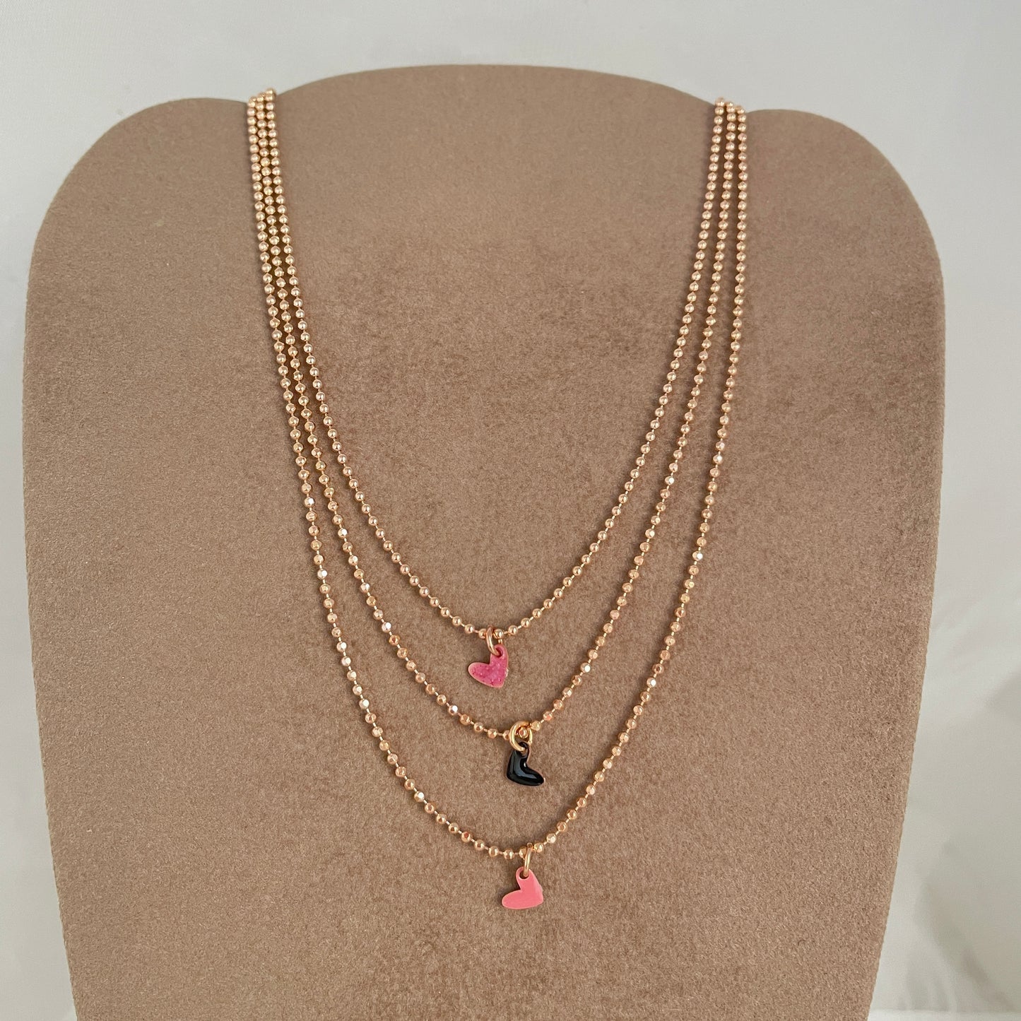 Collana choker militare diamantata micro cuore bacio da 0,5 mm smaltato cm 35 - Lumiere Bijoux
