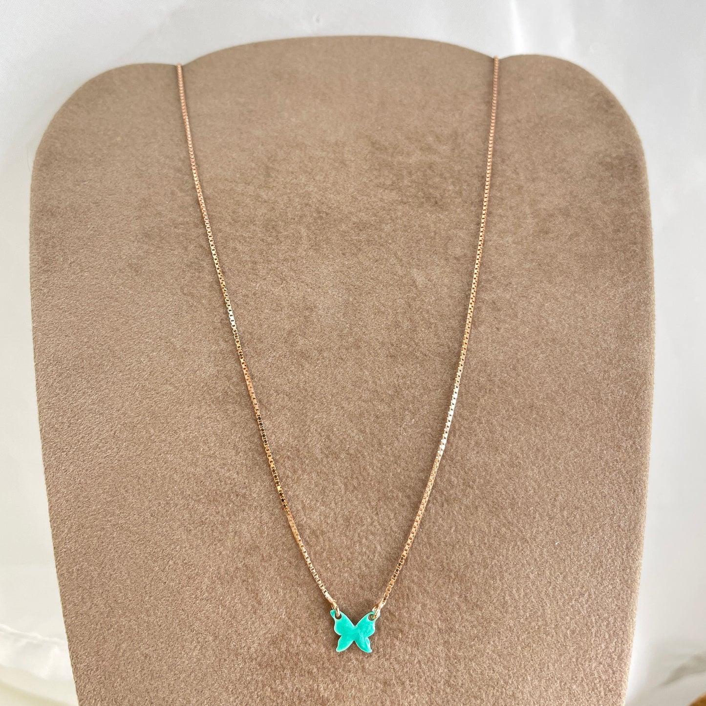 Collana catena veneziana cm 40 con farfalla smaltata da 1 cm in linea - Lumiere Bijoux