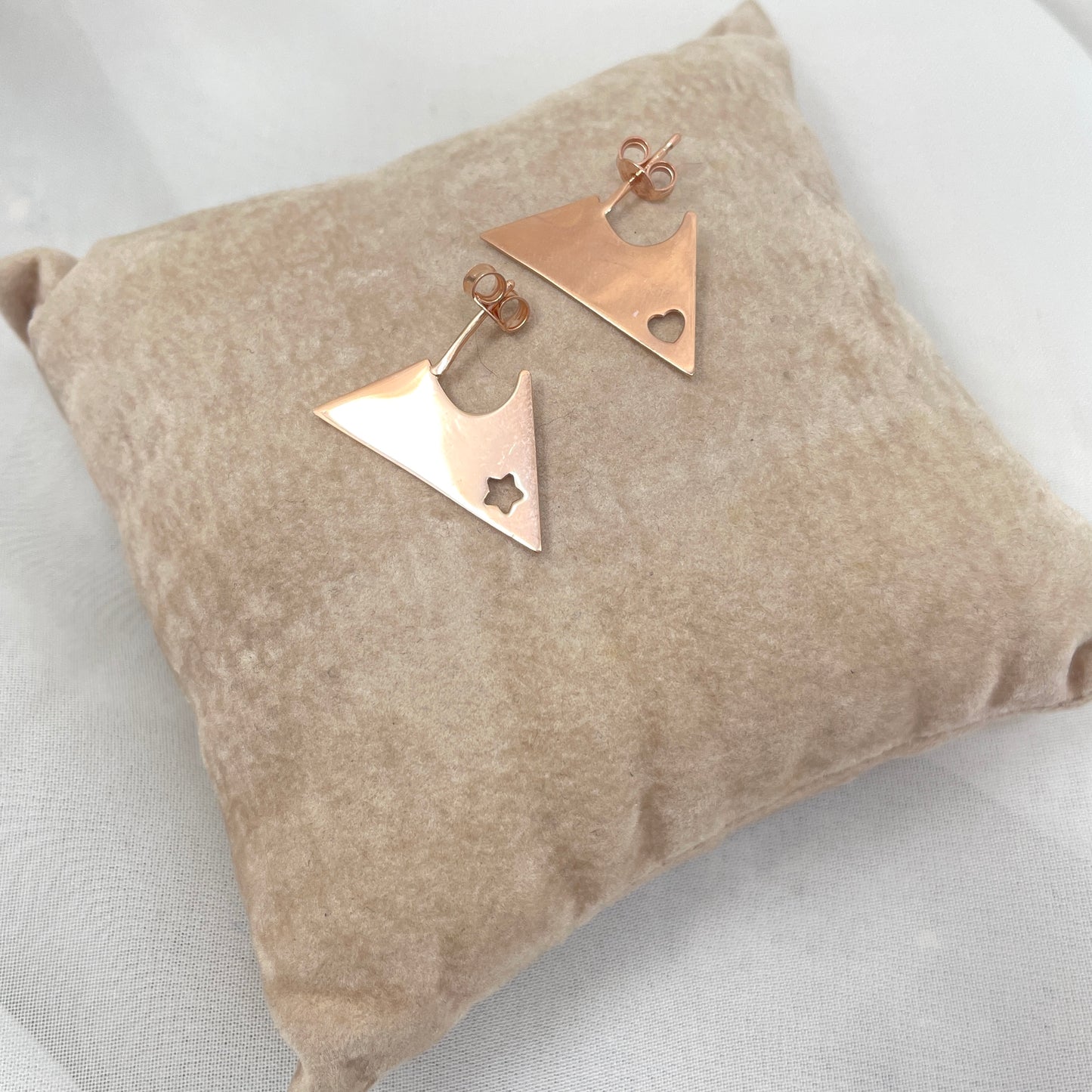 Coppia triangoli a lobo con micro cuore o stella traforati - pezzi unici - Lumiere Bijoux