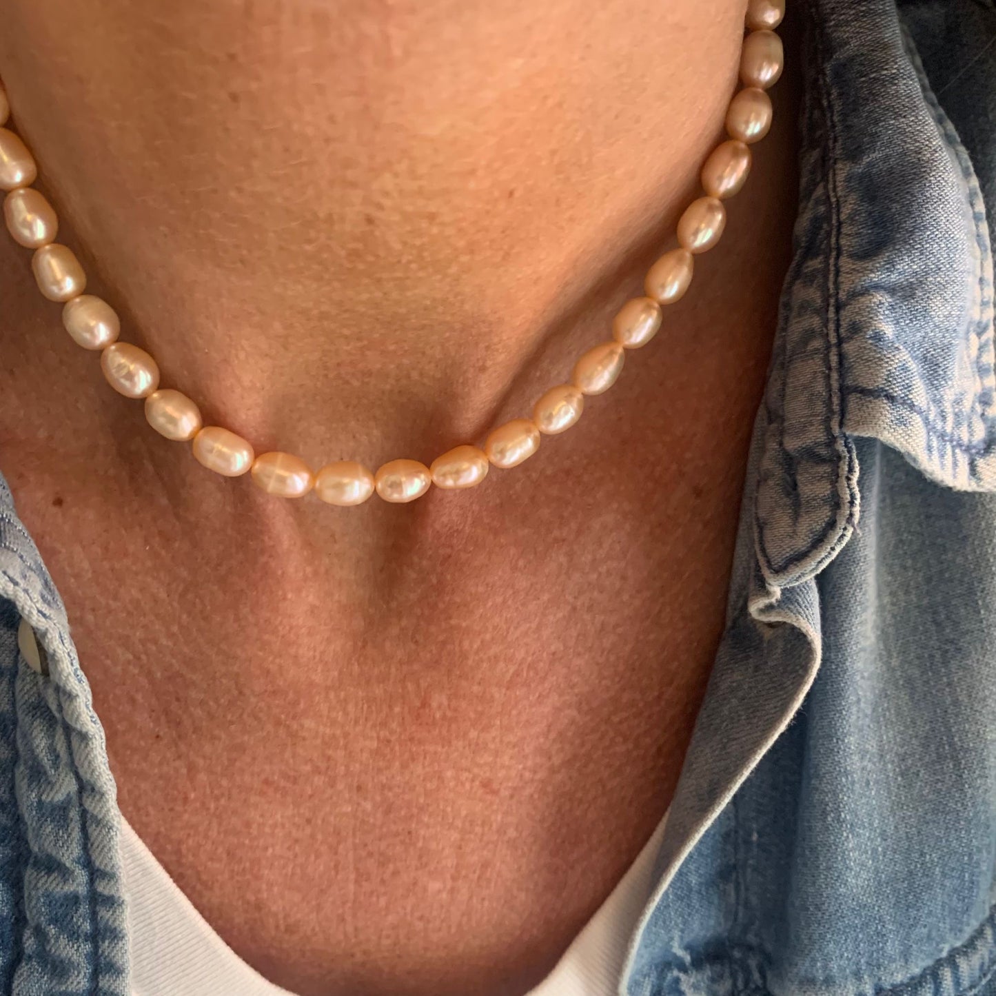 Collana perle risino rosa da 0,8 mm cm 35 più 5 di allungamento