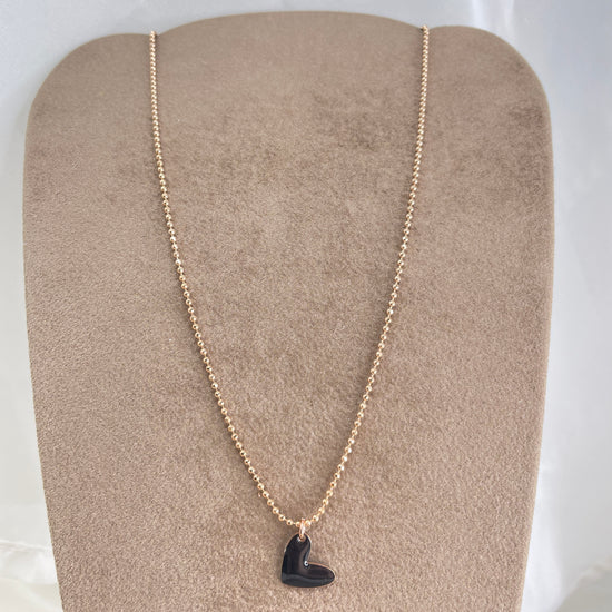 Collana militare diamantata 45 cm con cuore bacio smaltato - Lumiere Bijoux