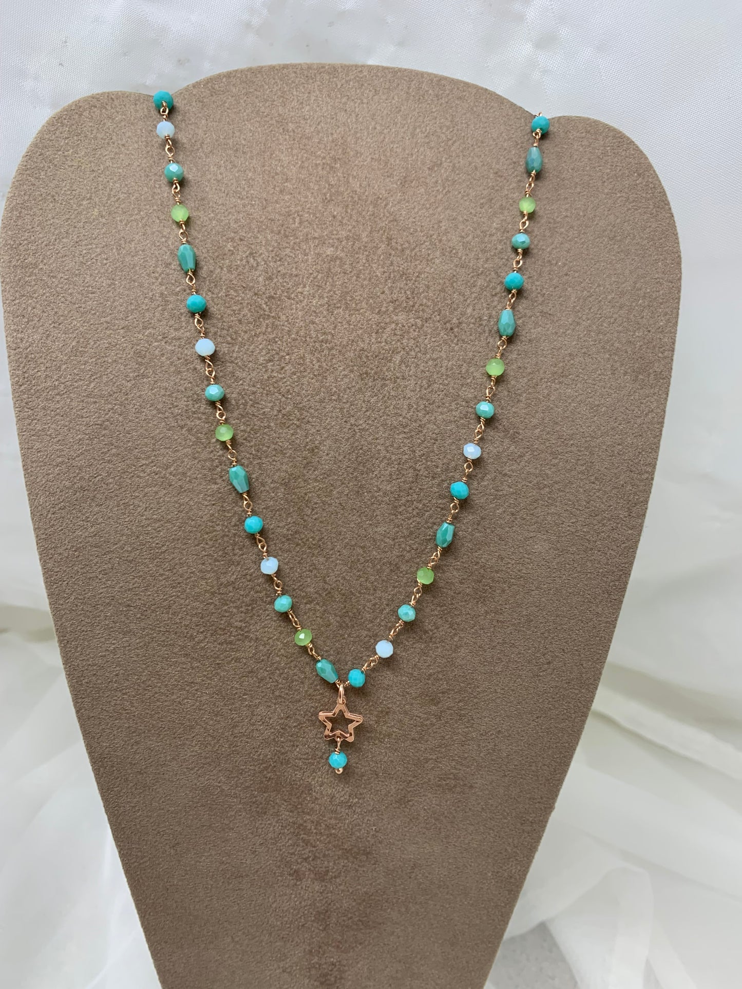 Collana cristalli tiffani multicolore con stella vuota cm 40 - pezzo unico - Lumiere Bijoux