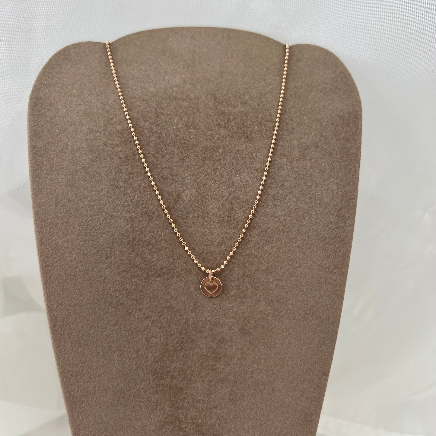 Collana catena militare diamantata cm 35 con tondino cuore - Lumiere Bijoux