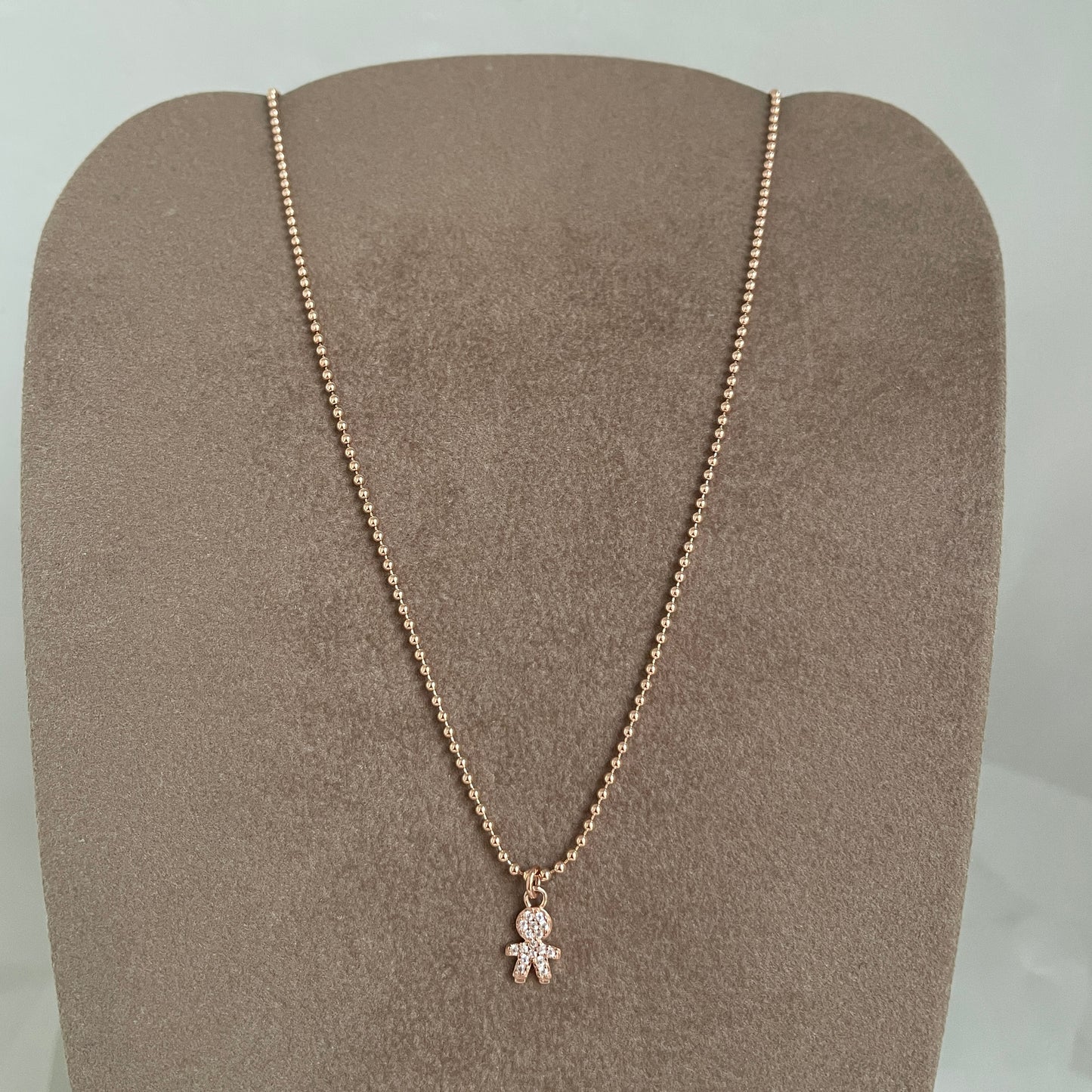 Collana catena militare diamantata cm 35 con bimbo di zirconi bianchi