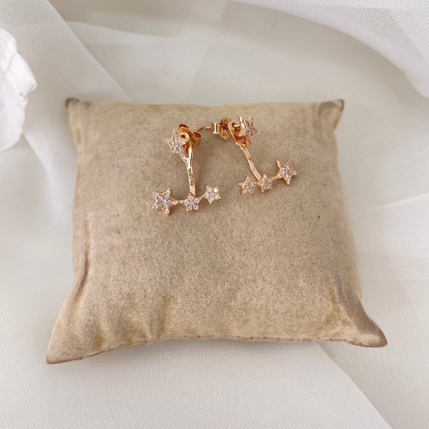 Coppia orecchini a lobo stelle zirconi bianchi - pezzo unico - Lumiere Bijoux