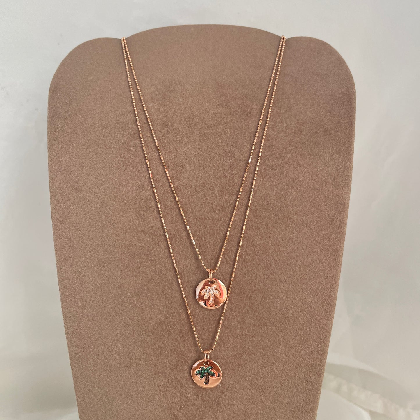 Collana catena mix dadini militare cm 40 con cialdina da 1.2 cm con palma o stella marina di zirconi - pezzi unici - Lumiere Bijoux