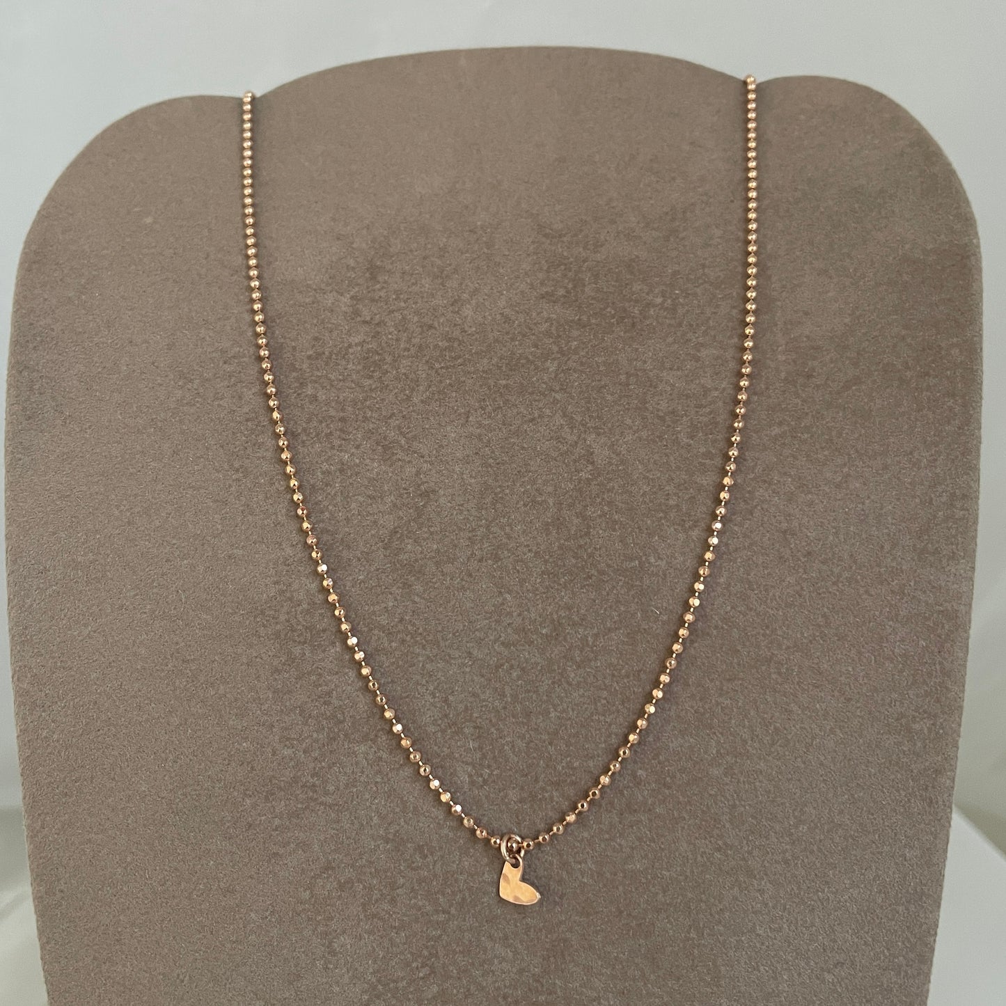 Collana catena militare diamantata cm 35 con micro cuore bacio battuto da 0,5 mm - Lumiere Bijoux