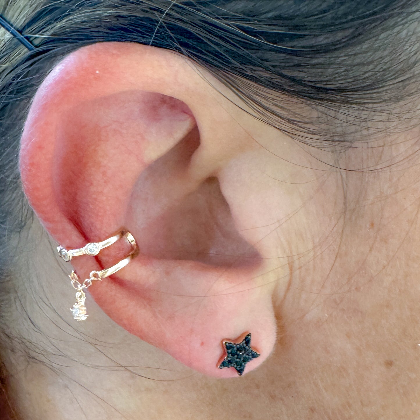 Coppia orecchini stella zirconi neri - Lumiere Bijoux