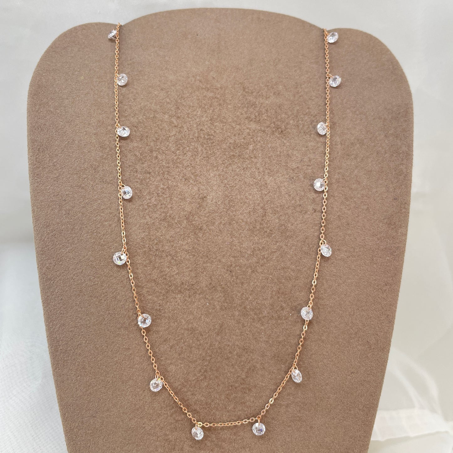 Collana catena rolo cm40 con zirconi pendenti - Lumiere Bijoux