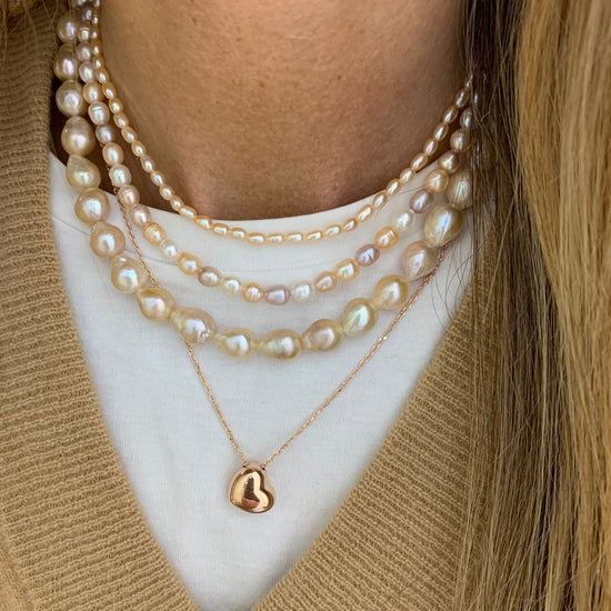 Collana perle risino irregolari da 0,5 mm multicolore bianco, rosa, beige e lilla cm 35
