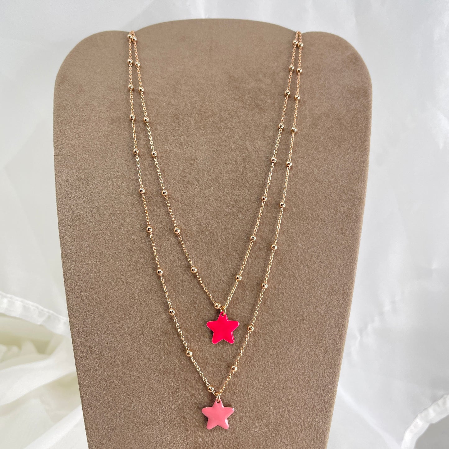 Collana catena rosario con stella da 1.2 mm smaltata cm 50 - Lumiere Bijoux