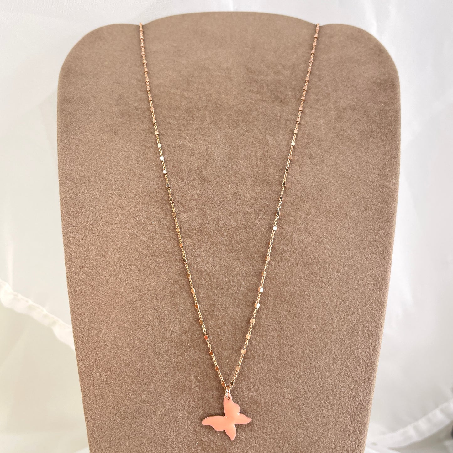 Collana catena dadini con farfalla da 1,5 mm smaltata cm 45 - Lumiere Bijoux