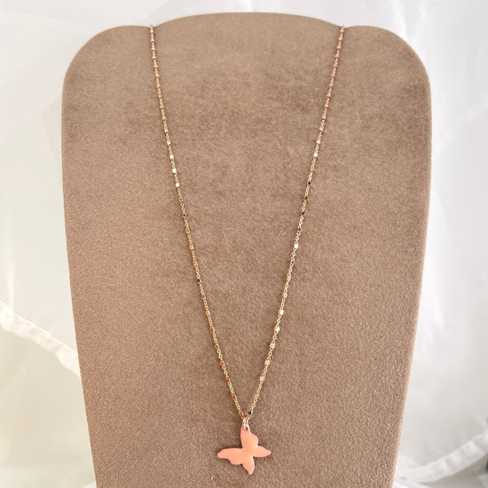Collana catena dadini con farfalla da 1,5 mm smaltata cm 45 - Lumiere Bijoux