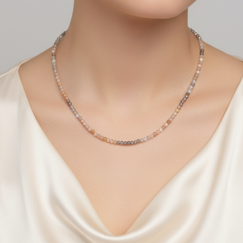 Collana choker cm 36 cristalli multicolore pietra di luna - Lumiere Bijoux