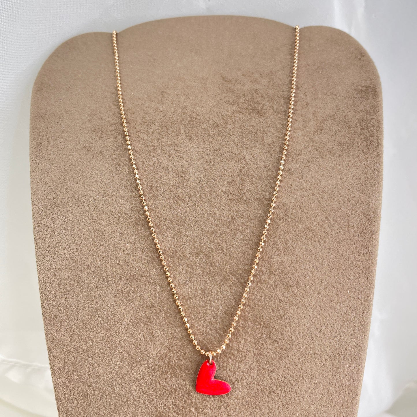 Collana militare diamantata 45 cm con cuore bacio smaltato - Lumiere Bijoux