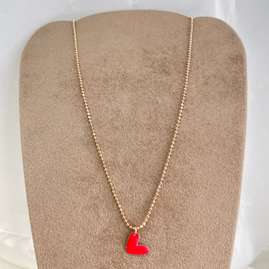 Collana militare diamantata 45 cm con cuore bacio smaltato - Lumiere Bijoux