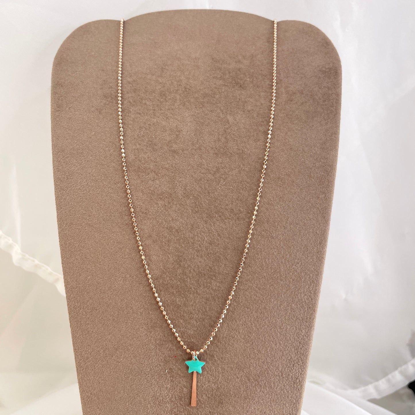 Collana catena militare diamantata con bacchetta magica smaltata tiffani cm 50 - Lumiere Bijoux