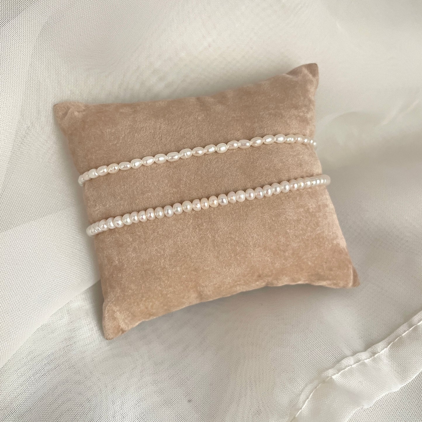 Bracciale micro perle risino o tonde naturali cm 17 - Lumiere Bijoux