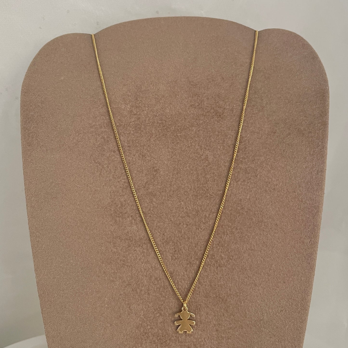 Collana catena grumette cm 35 con bimba da 1 cm base oro giallo - pezzo unico