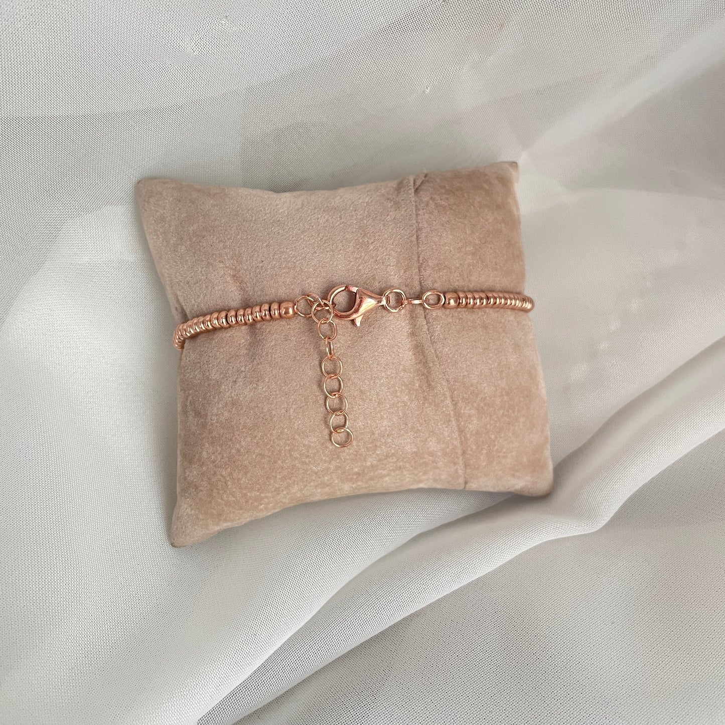 Bracciale sfere rosè e cuore vuoto in linea rosé - pezzo unico - Lumiere Bijoux